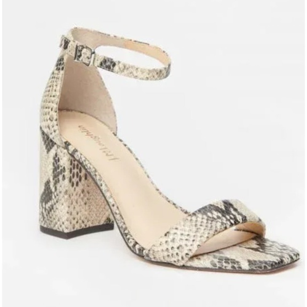 JMCLaughlin Women Snakeskin Leather Block Heel Ankle Strap Sandals Size 11 NEW